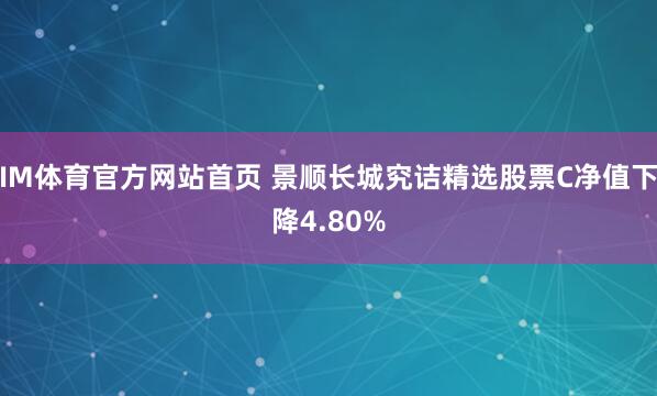 IM体育官方网站首页 景顺长城究诘精选股票C净值下降4.80%