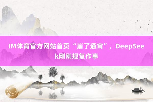 IM体育官方网站首页 “崩了通宵”，DeepSeek刚刚规复作事