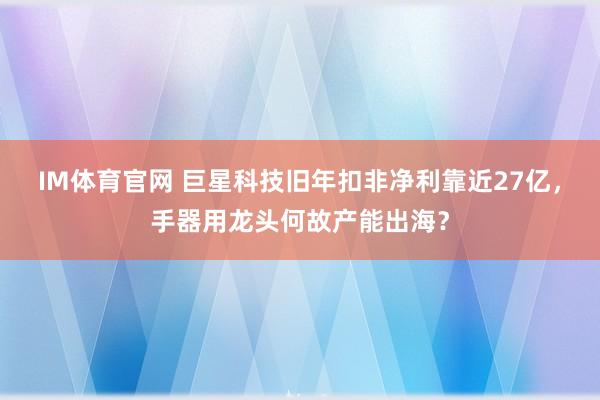 IM体育官网 巨星科技旧年扣非净利靠近27亿，手器用龙头何故产能出海？