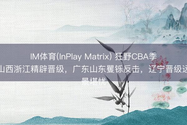 IM体育(InPlay Matrix) 狂野CBA季后赛！山西浙江精辟晋级，广东山东矍铄反击，辽宁晋级远景堪忧