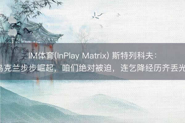 IM体育(InPlay Matrix) 斯特列科夫：乌克兰步步崛起，咱们绝对被迫，连乞降经历齐丢光！