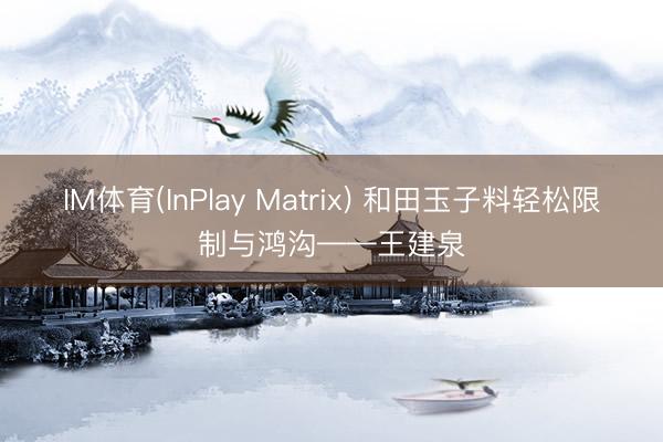 IM体育(InPlay Matrix) 和田玉子料轻松限制与鸿沟——王建泉