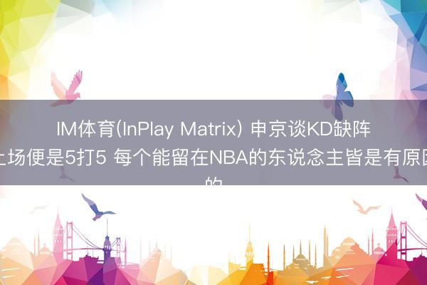 IM体育(InPlay Matrix) 申京谈KD缺阵：上场便是5打5 每个能留在NBA的东说念主皆是有原因的