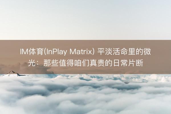 IM体育(InPlay Matrix) 平淡活命里的微光：那些值得咱们真贵的日常片断