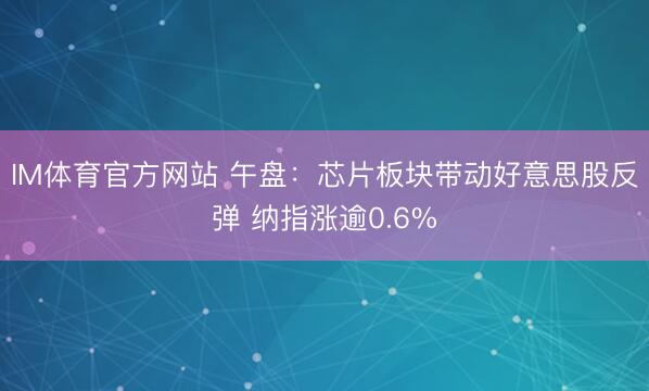 IM体育官方网站 午盘：芯片板块带动好意思股反弹 纳指涨逾0.6%