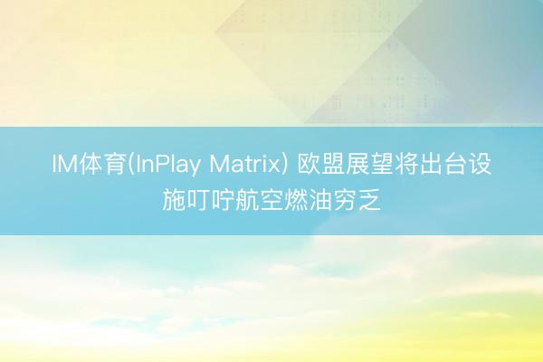 IM体育(InPlay Matrix) 欧盟展望将出台设施叮咛航空燃油穷乏