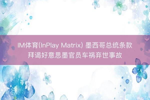 IM体育(InPlay Matrix) 墨西哥总统条款拜谒好意思墨官员车祸弃世事故