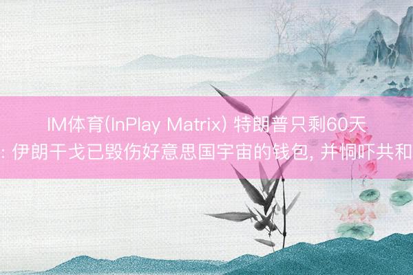 IM体育(InPlay Matrix) 特朗普只剩60天了: 伊朗干戈已毁伤好意思国宇宙的钱包， 并恫吓共和党